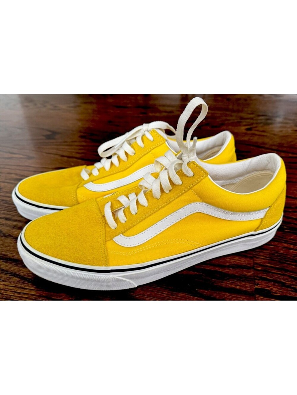 Vans Old Skool Golden Yellow White Suede Canvas Sneakers Mens 11 Womens 12.5